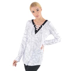 Organic Olive Leaves Pattern Hand Drawn Black And White Tie Up Tee by genx