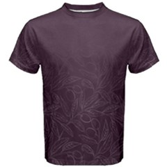 Organic Olive Leaves Pattern Hand Drawn Purple Red Wine Men s Cotton Tee by genx
