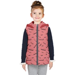 Funny Bacon Slices Pattern Infidel Vintage Red Meat Background  Kids  Hooded Puffer Vest by genx