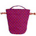Blue Stars Pattern On Red Drawstring Bucket Bag View2