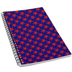 Red Stars Pattern On Blue 5 5  X 8 5  Notebook by BrightVibesDesign