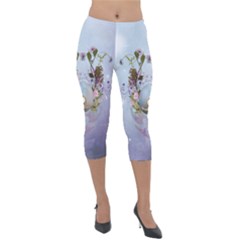 Easter Egg With Flowers Lightweight Velour Capri Leggings  by FantasyWorld7