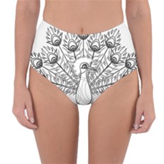Peacock Plumage Display Bird Reversible High-waist Bikini Bottoms by Pakrebo