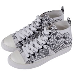 Peacock Plumage Display Bird Women s Mid-top Canvas Sneakers by Pakrebo