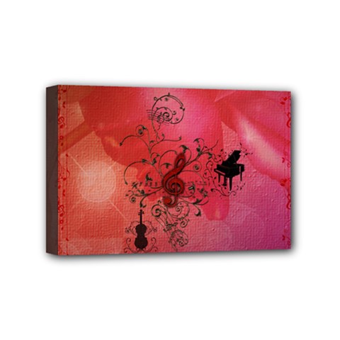 Decorative Clef With Piano And Guitar Mini Canvas 6  X 4  (stretched) by FantasyWorld7