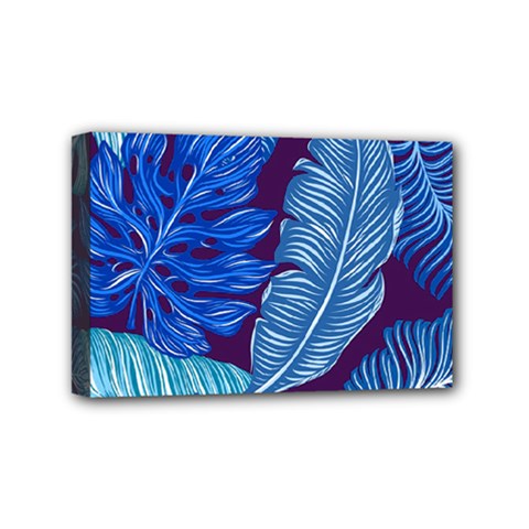 Tropical Blue Leaves Mini Canvas 6  X 4  (stretched) by snowwhitegirl