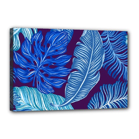 Tropical Blue Leaves Canvas 18  X 12  (stretched) by snowwhitegirl