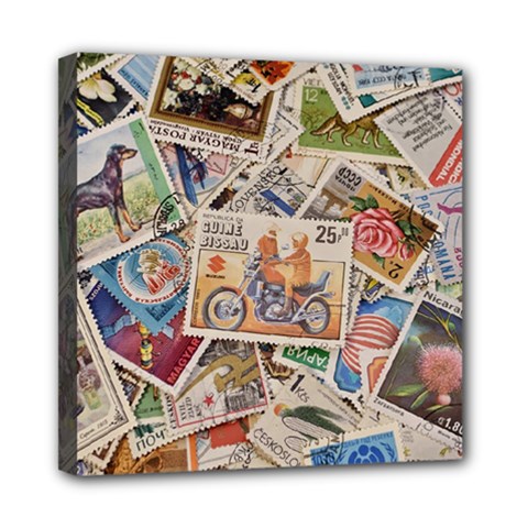 Wallpaper Background Stamps Mini Canvas 8  X 8  (stretched) by Pakrebo