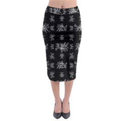 Black And White Ethnic Design Print Midi Pencil Skirt by dflcprintsclothing