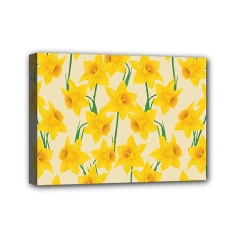 Yellow Daffodils Pattern Mini Canvas 7  X 5  (stretched) by Valentinaart