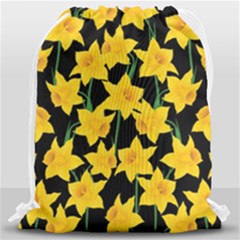 Yellow Daffodils Pattern Drawstring Bag (large) by Valentinaart