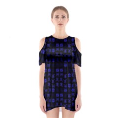Neon Oriental Characters Print Pattern Shoulder Cutout One Piece Dress by dflcprintsclothing