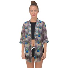 Peacock Bird Pattern Open Front Chiffon Kimono by Pakrebo