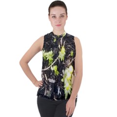 Signs Of Spring Mock Neck Chiffon Sleeveless Top by Riverwoman