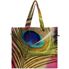 Peacock Feather Colorful Peacock Canvas Travel Bag by Pakrebo