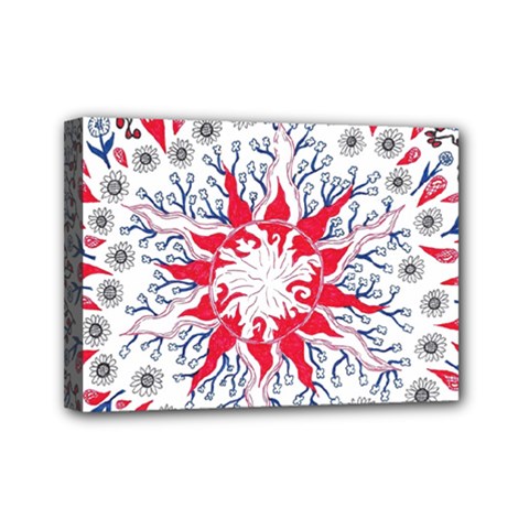 Flaming Sun Abstract Mini Canvas 7  X 5  (stretched) by okhismakingart