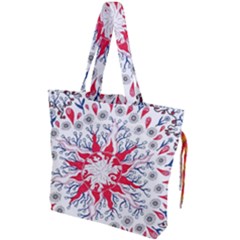Flaming Sun Abstract Drawstring Tote Bag by okhismakingart