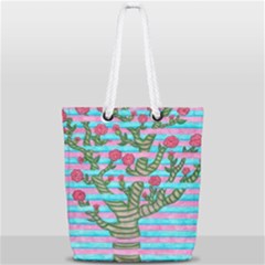 Notebook Flower Tree Full Print Rope Handle Tote (small) by okhismakingart