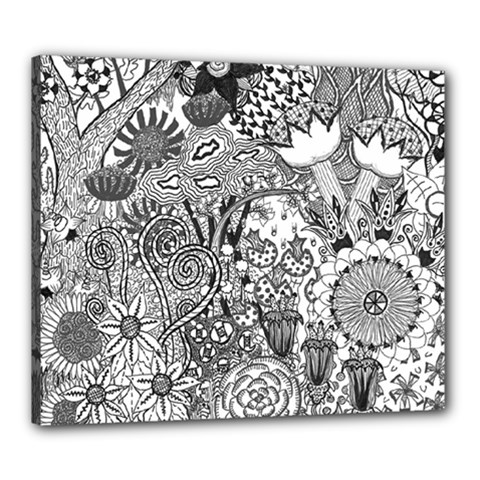 Floral Jungle Black And White Canvas 24  X 20  (stretched) by okhismakingart