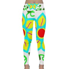 Digital Flower Lightweight Velour Classic Yoga Leggings by okhismakingart