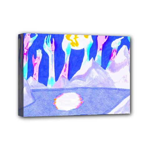 Angel s City In Blue Mini Canvas 7  X 5  (stretched) by okhismakingart