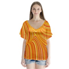 Electric Field Art Xxv V-neck Flutter Sleeve Top by okhismakingart