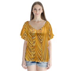 Electric Field Art Xxxvi V-neck Flutter Sleeve Top by okhismakingart