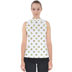 Birds, Animal, Cute, Sketch, Wildlife, Wild, Cartoon, Doodle, Scribble, Fashion, Printed, Allover, For Kids, Drawing, Illustration, Print, Design, Patterned, Pattern Mock Neck Shell Top by dflcprintsclothing