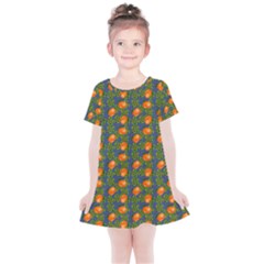Mandarins Teal Blue Kids  Simple Cotton Dress by snowwhitegirl