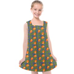 Mandarins Teal Blue Kids  Cross Back Dress by snowwhitegirl