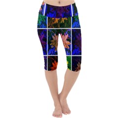 Sumac Collage Lightweight Velour Cropped Yoga Leggings by okhismakingart