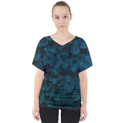 Columbine Leaves V-neck Dolman Drape Top by okhismakingart