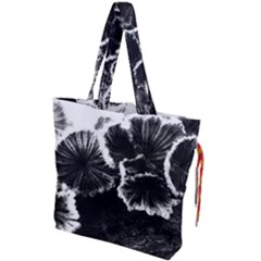 Tree Fungus High Contrast Drawstring Tote Bag by okhismakingart