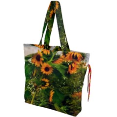 Sunflowers Drawstring Tote Bag by okhismakingart