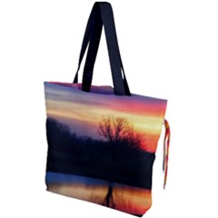 Pastel Sunrise Drawstring Tote Bag by okhismakingart