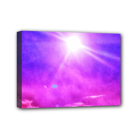 Purple Sun Mini Canvas 7  X 5  (stretched) by okhismakingart