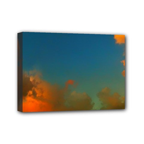 Orange And Blue Sky Mini Canvas 7  X 5  (stretched) by okhismakingart