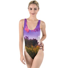 Purple Afternoon High Leg Strappy Swimsuit by okhismakingart