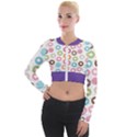 Donut pattern with funny candies Long Sleeve Cropped Velvet Jacket View1