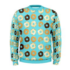 Donuts Pattern With Bites Bright Pastel Blue And Brown Men s Sweatshirt by genx