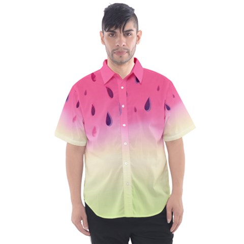 Watermelon Pastel Gradient Pink Watermelon Pastel Gradient Men s Short Sleeve Shirt by genx