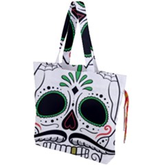 Day Of The Dead Skull Sugar Skull Drawstring Tote Bag by Sudhe