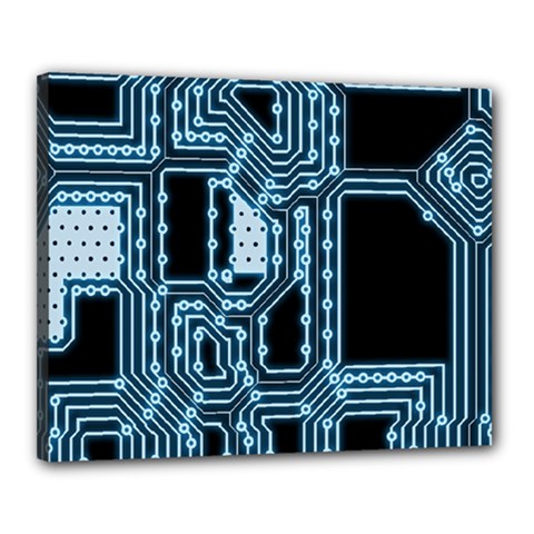 Circuit Pcb Tile Tiling Computer Canvas 20  X 16  (stretched) by Pakrebo