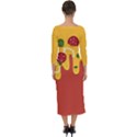 Pizza Topping funny modern yellow melting cheese and pepperonis Quarter Sleeve Midi Bodycon Dress View2
