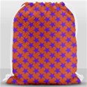 Purple Stars Pattern On Orange Drawstring Bag (Large) View1