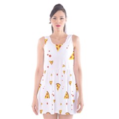 Pizza Pattern Pepperoni Cheese Funny Slices Scoop Neck Skater Dress by genx