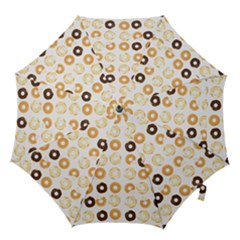 Donuts Pattern With Bites Bright Pastel Blue And Brown Cropped Sweatshirt Hook Handle Umbrellas (medium) by genx