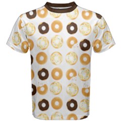 Donuts Pattern With Bites Bright Pastel Blue And Brown Cropped Sweatshirt Men s Cotton Tee by genx
