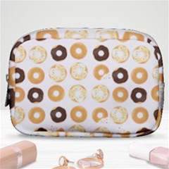 Donuts Pattern With Bites Bright Pastel Blue And Brown Cropped Sweatshirt Make Up Pouch (small) by genx