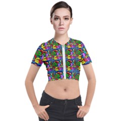 Graffiti 3 1 Short Sleeve Cropped Jacket by ArtworkByPatrick